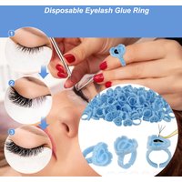 200 PCS Disposable Heart-shaped Plastic Glue Ring Cup Tattoo Pigment Eyelash Extension Holder Pallet Lash Makeup Supplies Tools
