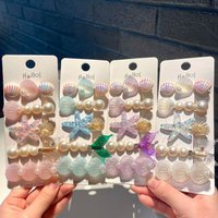5pcs New Ocean Series Shell Starfish Hair Clips Pink Pearl Mermaid Hairpins Purple Princess Headdress Hair Accessories
