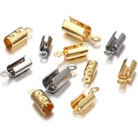 30pcs Stainless Steel Crimp End Caps Fastener Rope Chain Cords Crimp Bead Connector for Bracelet Jewelry Making DIY Supplies