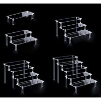 Acrylic Display Riser Stand Shelf Clear 1-5 Tier for Display Cupcake Perfume Organizer Cologne Makeup Collection Toys Tabletop