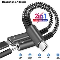 1pcs 2pcs USB Type C to 3.5mm Headphone and Charger Adapter 2-in-1 USB C to AUX Audio Jack Dongle Charger Cable For Fast Samsung