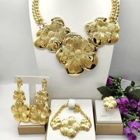 ESALE Women Necklace Earrings Ring Bracelet Jewelry Set Bud Pendant Gold Plated Luxury Nigeria Dubai Gold Jewelry Set Women