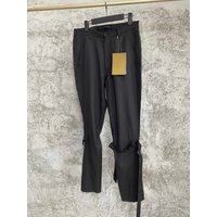 TOP-YAMAMOTO Design sense lace-up casual pants, black zipper tapered long pants, tapered bandage pants for men