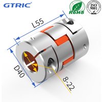 GTRIC D40L55 Plum Flexible Shaft Coupler Elastic Spider 3 Jaw Aluminium encoder connector coupling 8/9/10/11/12/14/16/18/20/22mm
