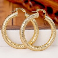 Simple Punk Metal Spiral Texture Large Circle Earrings for Attending Banquets, Exaggerated Trendy Accessories