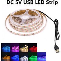 5V USB LED Strip 2835 60LEDs/m Diode Tape Waterproof Flexible LED Ribbon Warm White Ice Blue Purple Pink Yellow for TV Backlight