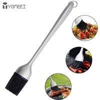 YOMEEI Silicone BBQ Basting Brush For Oil Stainless Steel Long Handle Brush Barbecue Butter Bread Breakfast Kitchen Accessories