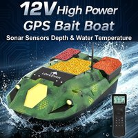 LOKEEVAN D70E GPS-Köderboot für Karpfenangeln, 12V Ferngesteuertes Angelboot, 600M Reichweite, 100 GPS-Standorte, Sonar-Sensoren für Tiefe & Wassertemperatur, automatische Rückkehrfunktion