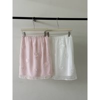 High Waist Embroidered Flower Double Layered Half Skirt Women's Straight Cut Midi Skirt Dongda Gate Spring Summer Heavy Work