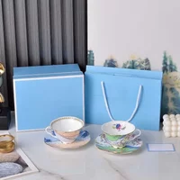 Flower Dance Butterfly Bone Porcelain Coffee cup High grade Cup and Plate Set British Teapot Dining Plate Gift Box