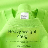 450g/m² Heavyweight Pure Cotton Short Sleeve Unisex Solid Color T-Shirt Round Neck Loose Thick Non-See-Through Base Shirt Tee