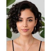 Lekker Black Short Pixie Curly Bob Left Side Part Lace 100% Human Hair Wigs For Women Glueless Brazilian Remy Hair Clearance