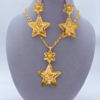 Nigeria Necklace and Earrings Sets for Women Bridal Ethiopian Indian 24k Gold Plated Dubai Jewelry Earrings Banquet Party Gifts