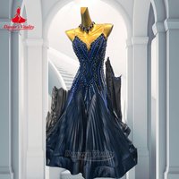 Adult Social Dance Sleeveless Pleated Lower Hem Dress Teenagers Waltz Tango Wrapped Hips Perform Clothe Custom Dancer's Vitality