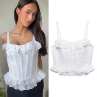 Women's Top 2026 Summer New White Strap Tight Corset-Style Layered Decorative Sexy Top Fashionable and Stylish