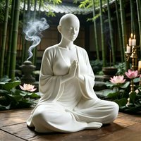 3D Printed Meditation Statue White Zen Figurine Minimalist Spiritual Sculpture for Living Room Bedroom Yoga Room Decor & Gift