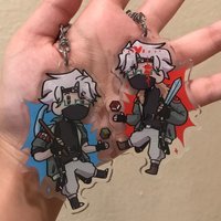 Etho Slab Hermitcraft/Life Series Reversible Acrylic Keychain Creative Kawaii Llavero for Bag Backpack Purse Decoration