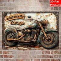 Vintage Motorcycle Garage Metal Wall Art - Rustic Iron Sign with Durable Design, for Home, Bar, Cafe, and Farm Decor, P