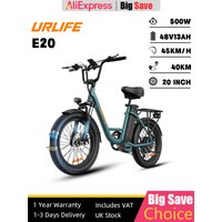 AliExpress NONE URLIFE Ebike 500W Motor 48V 13AH Removable Battery Electric Bicycle 20*3.0 Inch Fat Tires Adult Snow City Commuter Electric Bike