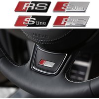 For Audi SLine RS A4 B5 B6 B7 B8 B9 A1 A3 8P 8L A6 C5 C6 C7 A5 A7 A8 Q3 Q5 S 3D Aluminium Car Steering Wheel Sticker Badge Decor
