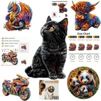 Adorable Cat Animal Creative Wooden Puzzle Unique Irregular Animal-Shaped Wooden Toy Creative Handcrafted Decor Holiday Gift