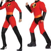 New The Incredibles Costume Men Women Incredibles Adult Red Jumpsuit Bodysuit Mask Suit Halloween Party Costumes