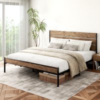 !@Queen & King Size Durable Convertible Metal Bed Frame Minimalist Design for Apartment Bedroom Furniture