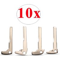 Jingyuqin 10pcs/lot Uncut Key Blanks Insert for Mercedes Benz Smart Chrome & Black Remote Car Fob Key Blade Replacement