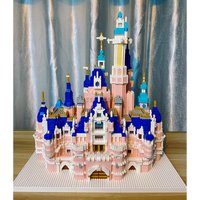 KNEW BUILT Gift Pink Castle Model Kits Toys Microblock Building Blocks for Adults Princess Kids Castles Architecture Set Bricks