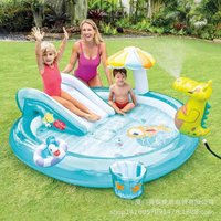 Summer Inflatable Toys Children's Water Play Pool with Slide Crocodile Inflatable Swimming Pool Crawling Pool with Water Spray