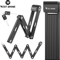 WEST BIKING Foldable Bicycle Lock Security Anti-theft Cycling Lock MTB Road Bicycle Accessories Scooter Electric Bike Chain Lock