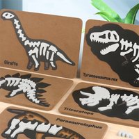 Kid's 3D Dinosaur Skeleton Puzzle; Educational Wooden Fossil Model Board Archaeological Toy Gift