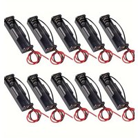 10pcs 18650 Battery Holder Box 1 Slot 3.7V DIY Battery Storage Case Black Plastic Container with Connect Black Red Wire Lead Pin