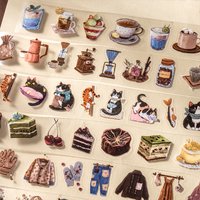 1 Roll/2 Roll Leisure Time Series Die-Cut Matte PET Tape 6 Optional Styles Journal Decor Base Materials stationery