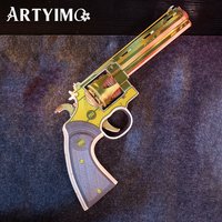 ARTYIMO Colt Python Gold 3D Wood Puzzle DIY Assembly Kit, Brain Teaser, Desk Decor, Christmas Halloween Birthday Gift