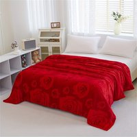 1PC Red Rose Floral Fleece Blanket, Soft Flannel Throw Blanket for Bed Couch, Romantic Bedding, Twin/Full/Queen