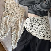 French Knitted Flower Headscarf for Girls Bandana Crochet Waist Belt Women Autumn New Countryside Photo Literary Headscarf Hat