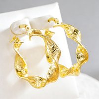 Huitan Twisted Textured Gold Color Hoop Earrings for Women Trendy Chunky Circle Earrings for Female Fashion Jewelry Accessories