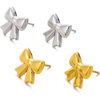 CARLIDANA New Arrival Trendy Gold Plated Bowknot Earrings Simple Stainless Steel Earrings Fashion Heart Bow Girl Stud Earrings