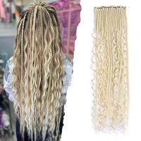 24 Inch Synthetic 8 Strands/Lot SE Dreadlocs Braids Hair Extensions, 3 In 1 Mixed Hippie Style Single End Dreadslocks for Women