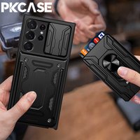 PKCASE Card Slot Back Case For Samsung S26 S25 S24 S23 FE Ultra Plus Note 20 Ultra Cover