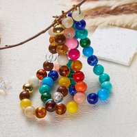 Exaggerated Colorful Chunky Beads Necklaces for Women Men Handmade Round Resin Beaded Chain Choker Statement Charms Jewelry