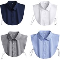 Mens Office Detachable Dickey Solid Color Button False Collar Lapel Half Shirt
