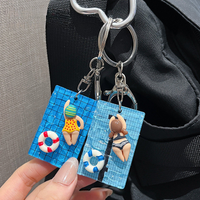New Cute Swim Pool Keychain Bag Charms for Handbags Funny Swim Pool Accessories for Women Men Swimming Lover Keychains Gifts