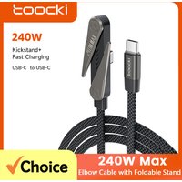 Toocki 240W Max Foldable Stand Elbow USB C to USB C Cable Zinc Alloy Super Fast Charging Type C Data Cable for MacBook iPhone 17