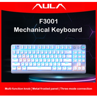 AULA F3001 87-Key Tri-Mode Mechanical Keyboard RGB Gasket Hot-Swap 2.4G Bluetooth Wired Gaming Metal Knob for Mac/Win
