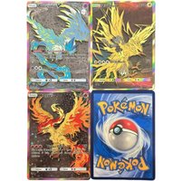 Potdemiel Pokemon Cards 3Pcs Holo Rare PTCG Cards Legendary Articuno Zapdos Moltres Full Art Pokemon Trading Cards Gift