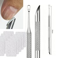2-in-1 Cuticle Pusher with Sandpaper Sheets Nail Art Pre-Treatment Dead Skin Remover Manicure Tool with Two End for Professional