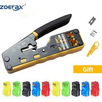 RJ45 Crimp Tool Pass Through Cat6 Crimping Tool Kit All-in-One Ethernet Crimpe mit 10PCS Cat6 Connectors Mini Wire Stripper