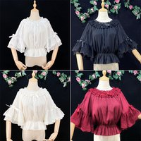 Harajuku Y2k Lolita Blouses Women Victorian Sweet Lace Bow Ruffles Flare Sleeve Shirts Japanese Kawaii Shirt Girl Tops